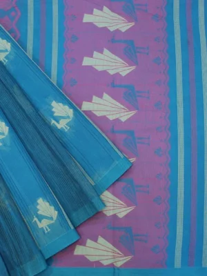 Pure Handloom Kovai Cotton Sarees Vibrant Teal Blue