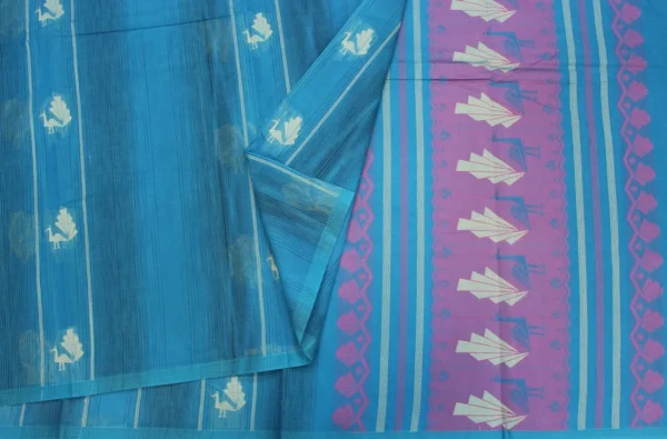 Pure Handloom Kovai Cotton Sarees Vibrant Teal Blue