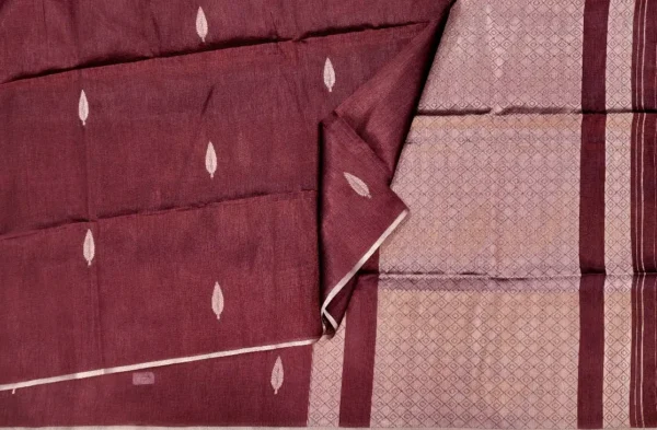 Wine Maroon Semi Tussar Saree