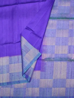 Pure Raw Silk Saree in Dual Violet Purple closeup