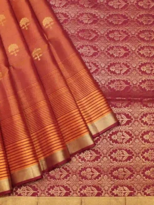 Rust Orange Handloom Pure Soft Silk Saree
