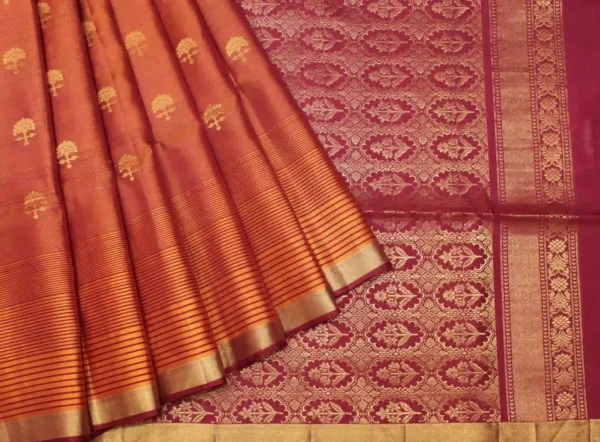 Rust Orange Handloom Pure Soft Silk Saree