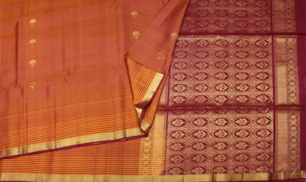 Rust Orange Handloom Pure Soft Silk Saree