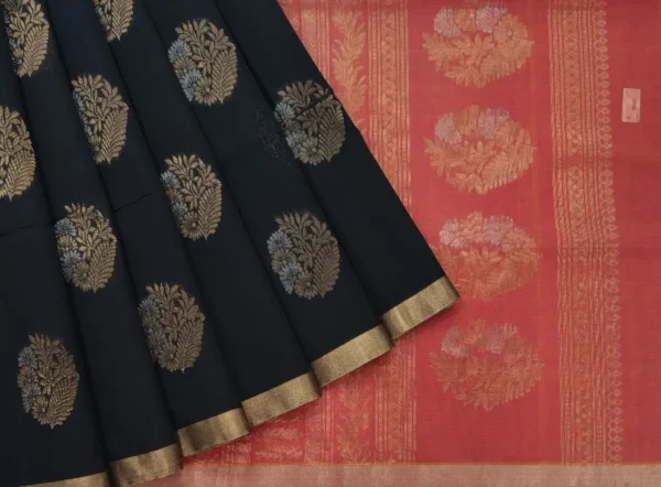Black Pure Handloom Silk Cotton Saree