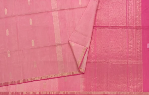 Candy Pink Handloom Pure Silk Cotton Saree