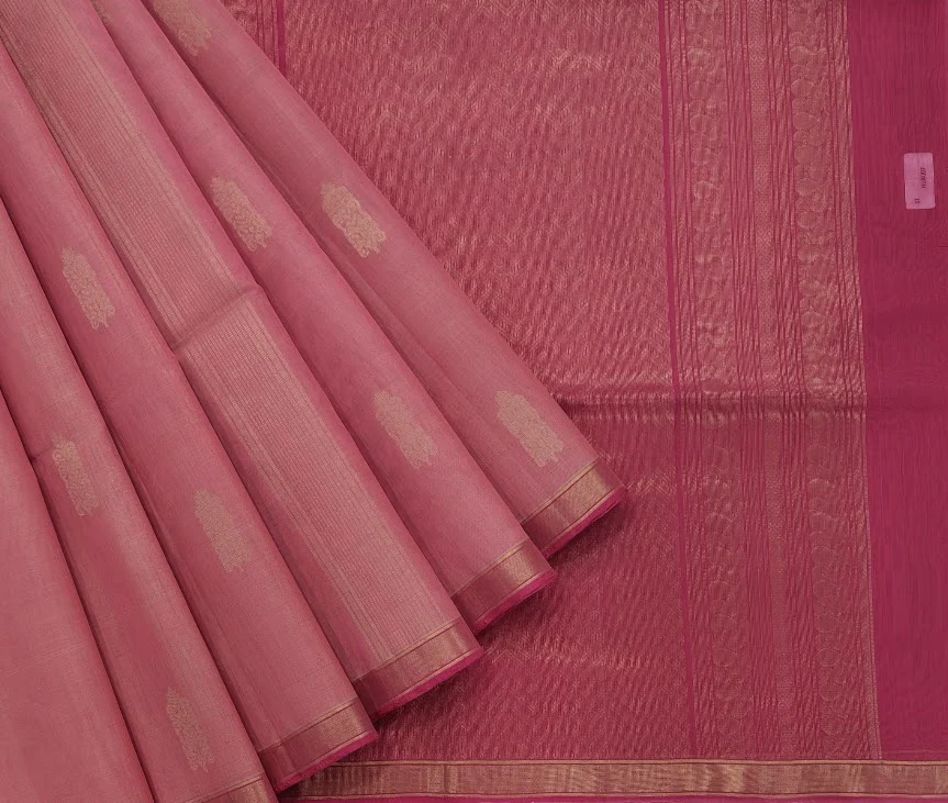 Candy Pink Handloom Pure Silk Cotton Saree
