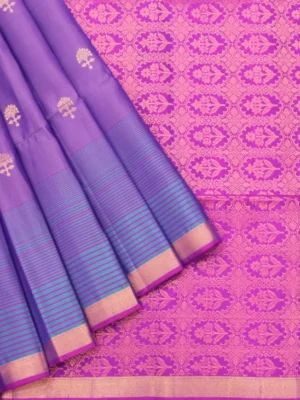 Pure Handloom Soft Silk Saree In Dual Violet Shade