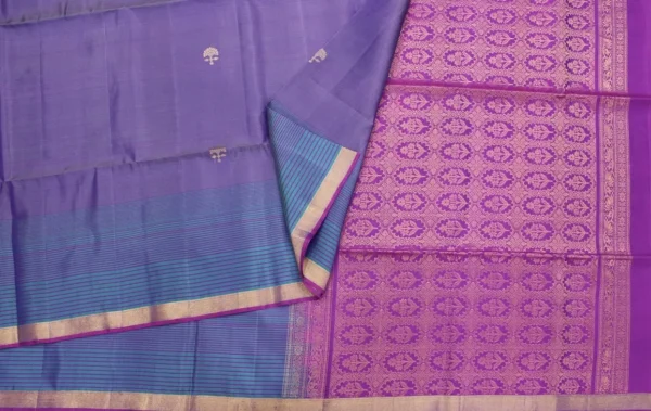 Pure Handloom Soft Silk Saree In Dual Violet Shade