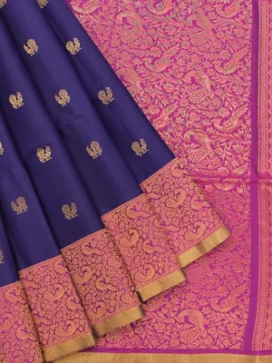 Pure Handloom Soft Silk Saree In Ink Blue