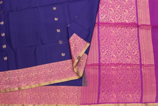 Pure Handloom Soft Silk Saree In Ink Blue