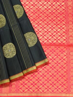 Pure Handloom Soft Silk Saree In Jet Black