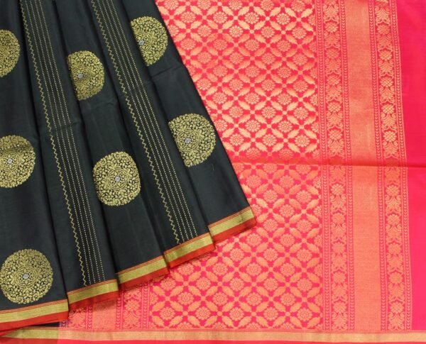 Pure Handloom Soft Silk Saree In Jet Black