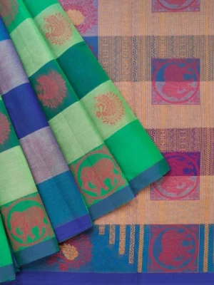 Pure Handloom Kovai Cotton Saree In Kattam Design