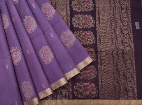 Lavender Handloom Pure Silk Cotton Saree