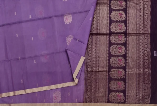 Lavender Handloom Pure Silk Cotton Saree