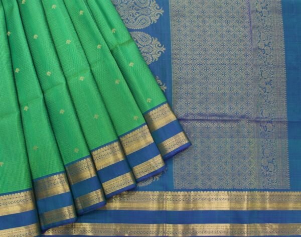 Pure Handloom Soft Silk Saree In Leaf Green Shade