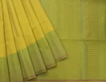 Pure Handloom Soft Silk Saree In Light Yellow With Pastel Green