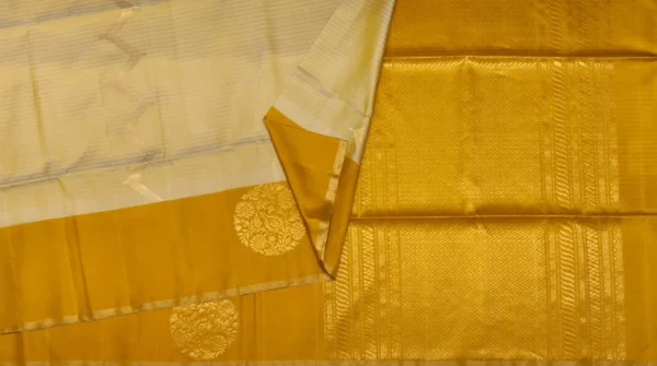 Ivory Mustard Pure Soft Silk Saree
