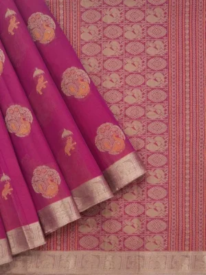 Pure Handloom Kovai Cotton Saree In Magenta Pink