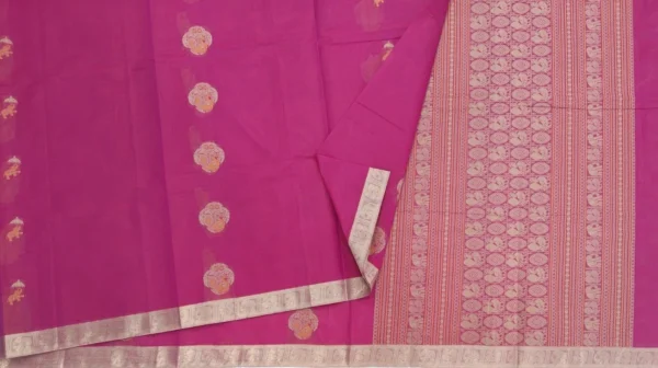 Pure Handloom Kovai Cotton Saree In Magenta Pink