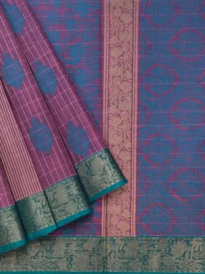 Pure Handloom Kovai Cotton Saree In Mauve