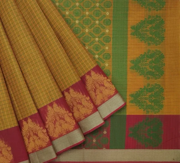 Mustard Yellow Pure Kovai Cotton Saree