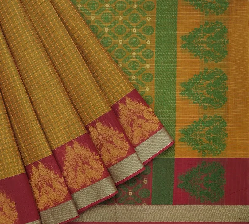 Mustard Yellow Pure Kovai Cotton Saree