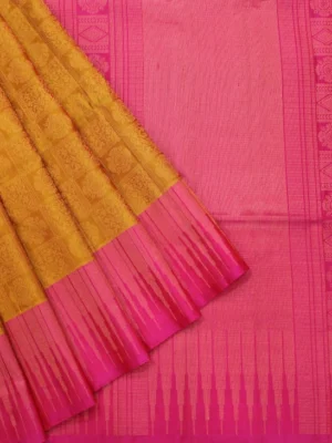 Pure Handloom Soft Silk Saree In Mustard Yellow Shade