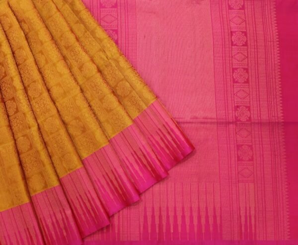 Pure Handloom Soft Silk Saree In Mustard Yellow Shade