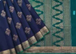 Pure Handloom Silk Cotton Saree In Navy Blue