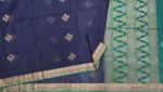 Pure Handloom Silk Cotton Saree In Navy Blue