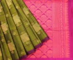 Pure Handloom Soft Silk Saree In Olive Green
