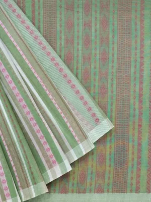 Pure Handloom Kovai Cotton Saree In Pastel Green