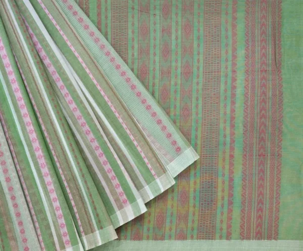Pure Handloom Kovai Cotton Saree In Pastel Green