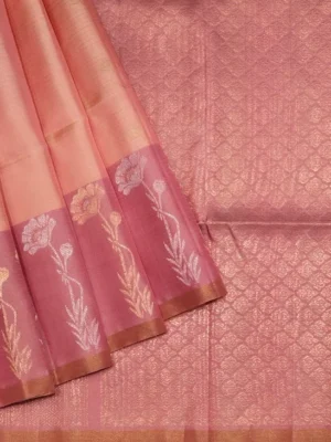 Pure Handloom Soft Silk Saree In Peach Pink