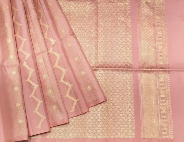 Rose Gold Pure Soft Silk Saree