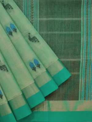 Sea Green Handloom Pure Kovai Cotton Saree