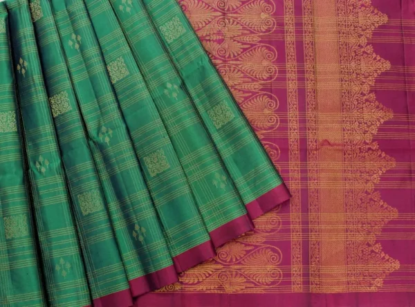 Pure Handloom Soft Silk Saree In Teal Shade