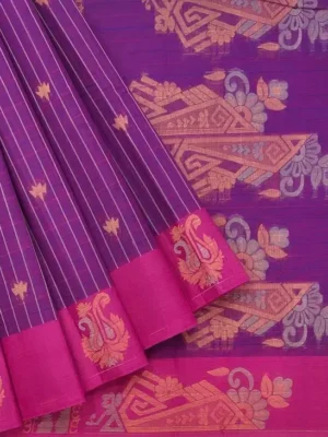 Pure Handloom Kovai Cotton Saree In Violet Purple