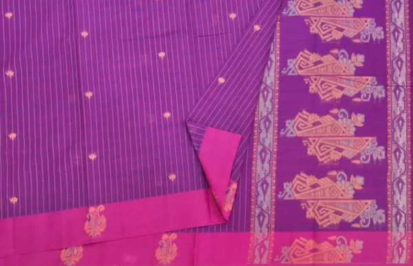 Pure Handloom Kovai Cotton Saree In Violet Purple